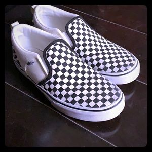 White/black checkered vans 5.5 Youth